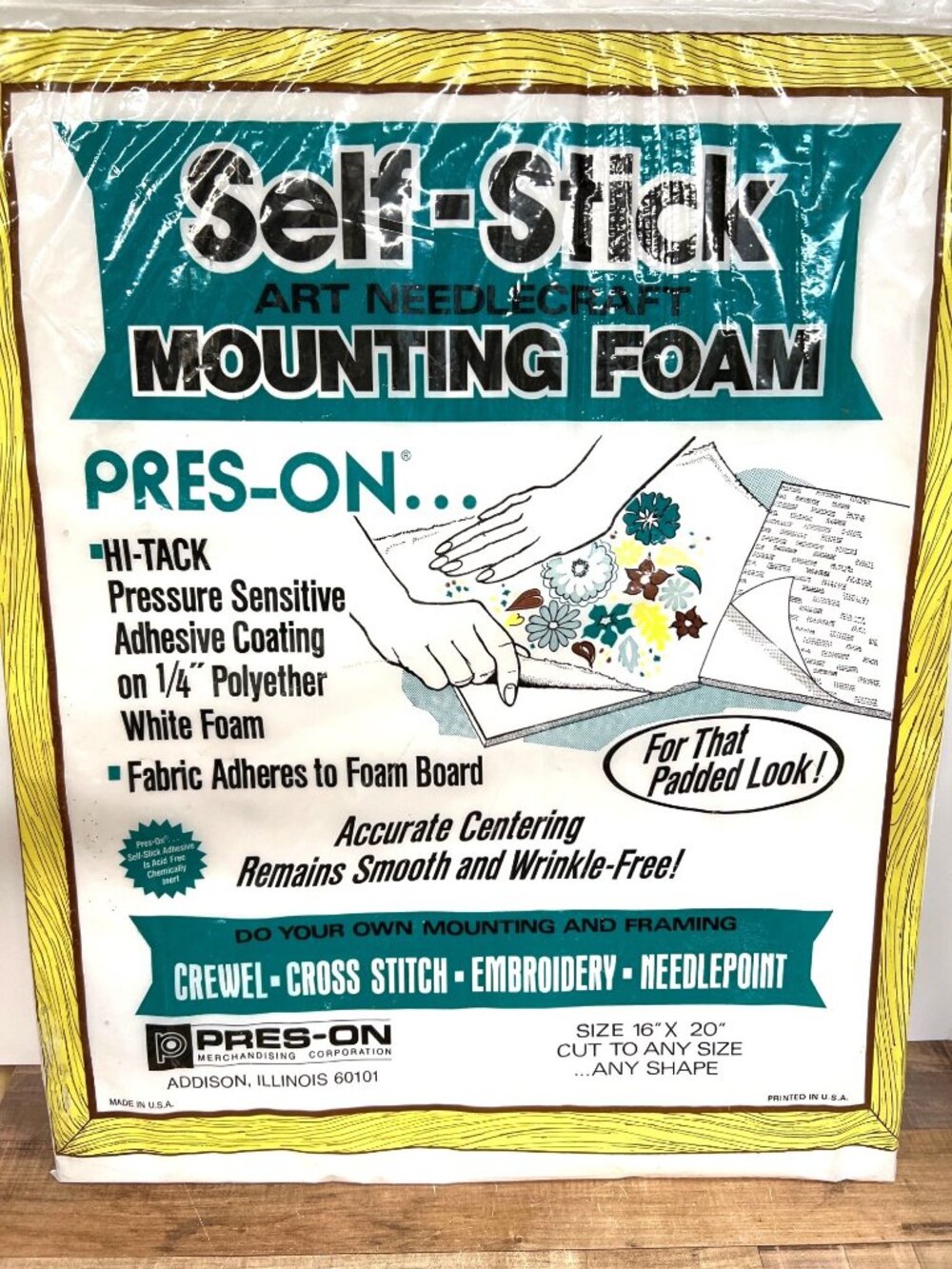 Self-Stick Art Needlecraft Mounting Foam Board 16" X 20" Hi-Tack Adhesive Coatin